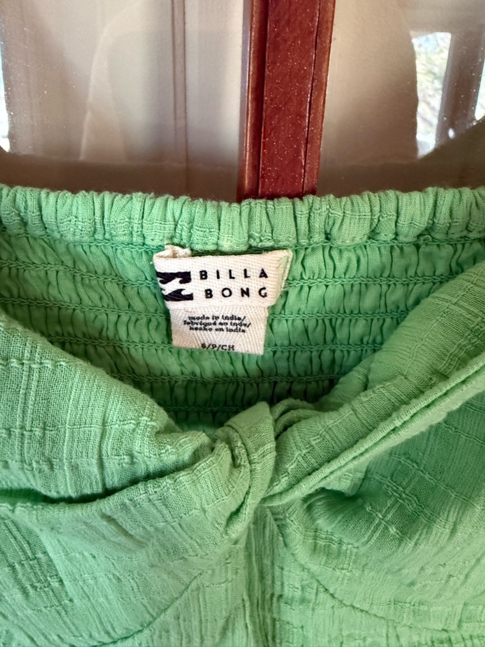 Billabong Sol Puff Sleeve Twist Front Green Mini Dress Fit & Flare – Small - Picture 8 of 10